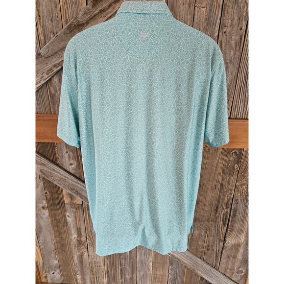 Hickey Freeman size L floral blue golf polo performance quick dry EUC preppy - Picture 3 of 7